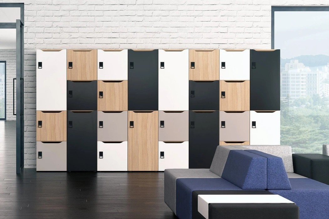Office Single Row Locker w/3 Small Lockable Doors by Narbutas 