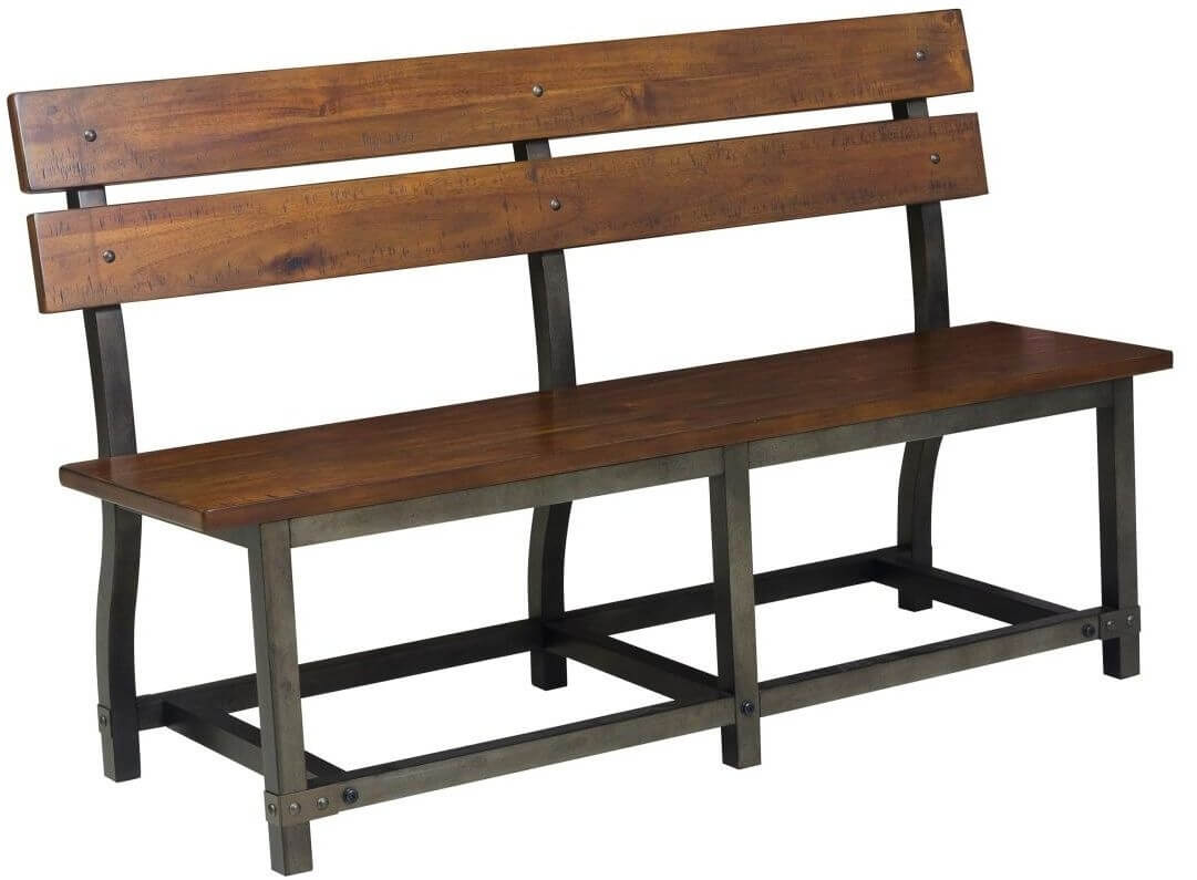 Holverson Industrial Wood Bench with Back