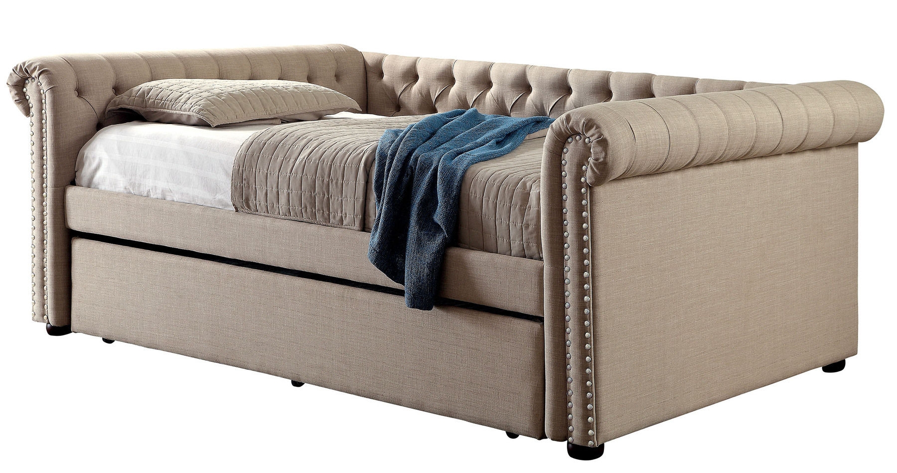 Leanna Fabric/Wood Daybed w/Trundle, Full Size