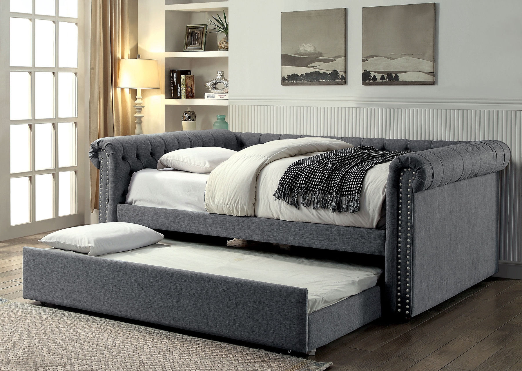 Leanna Fabric/Wood Daybed w/Trundle