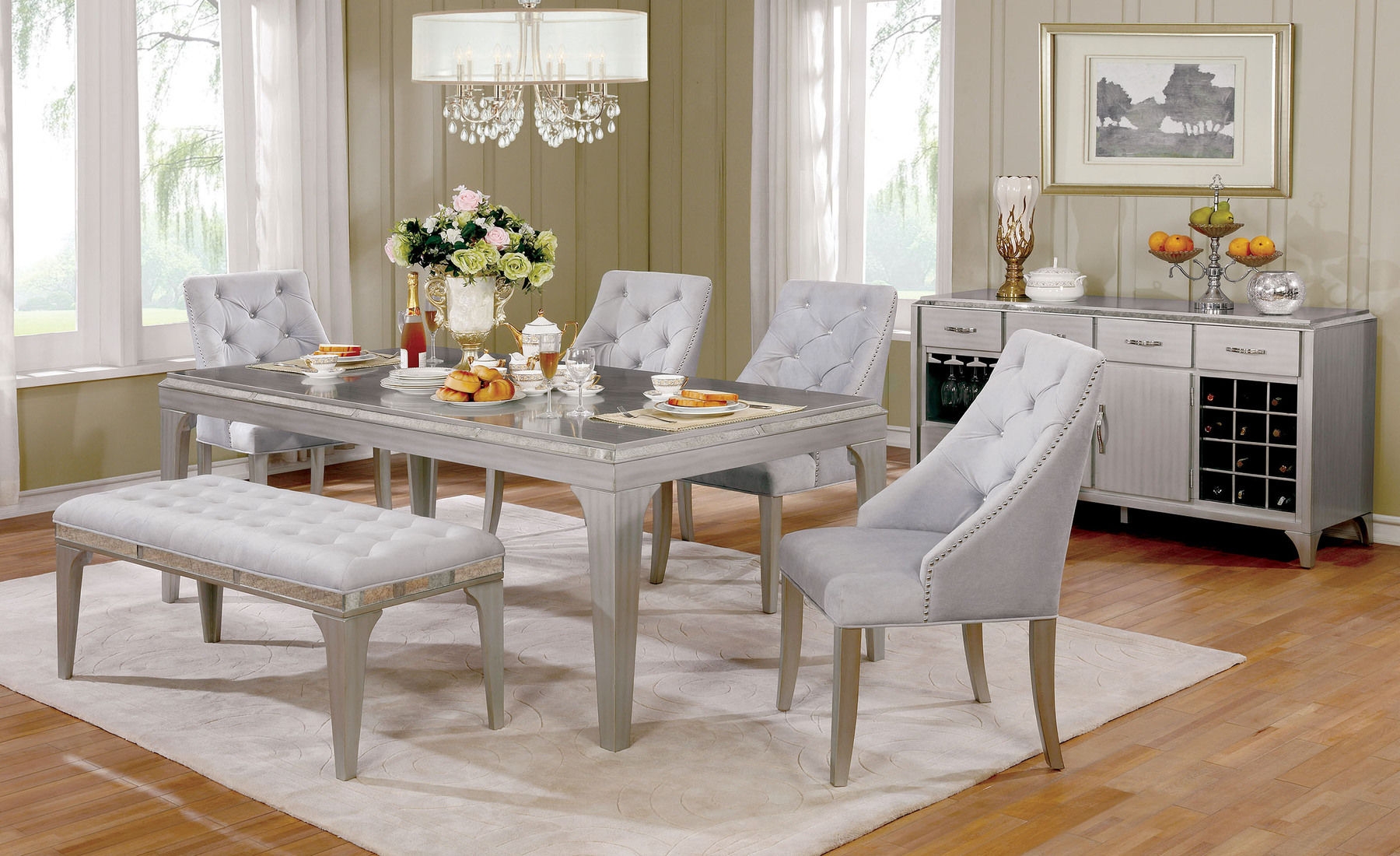 Diocles Flanelette/Wood Dining Bench