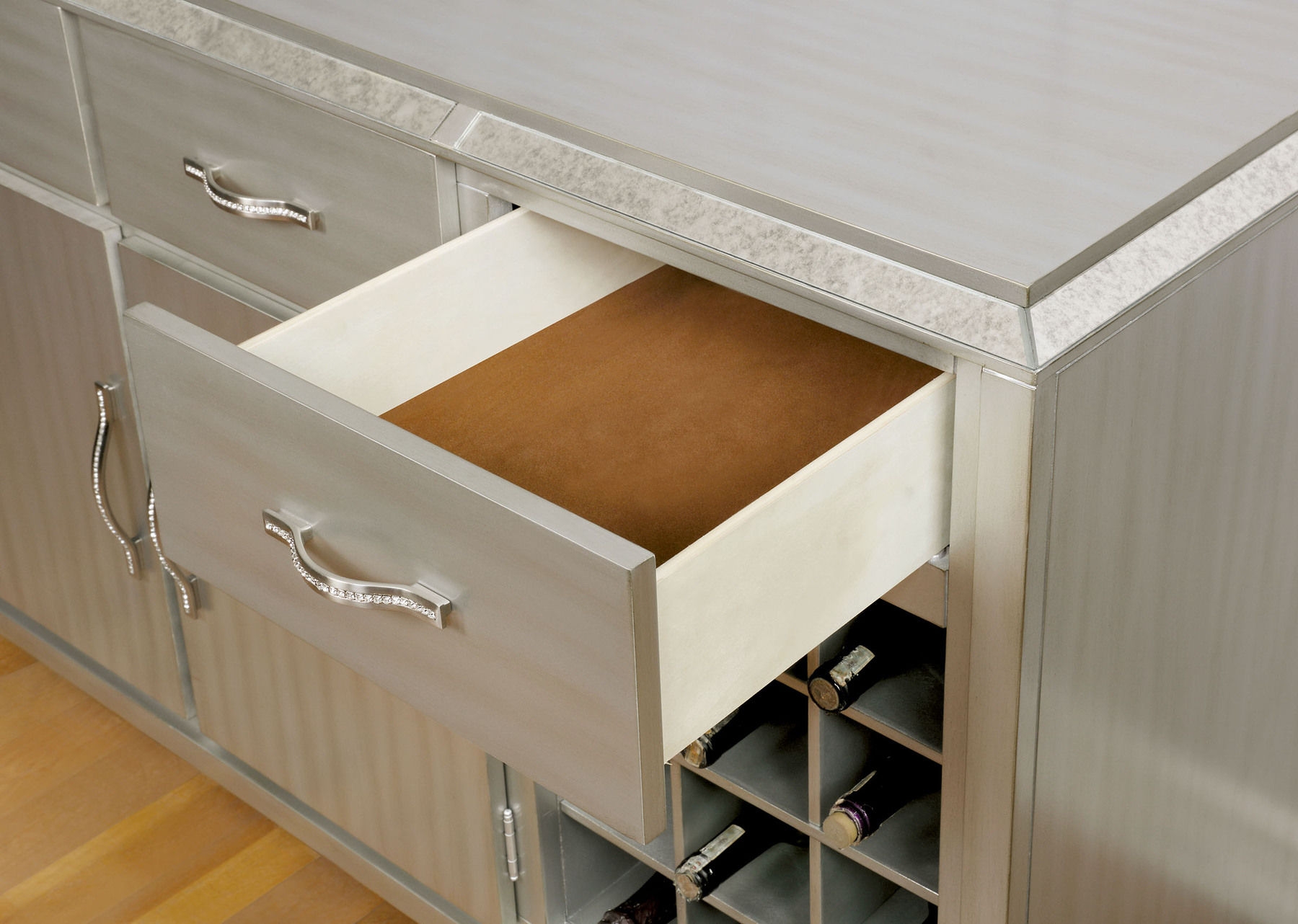 Diocles Wood Server w/2 Doors, 5 Drawers & Wine Storage