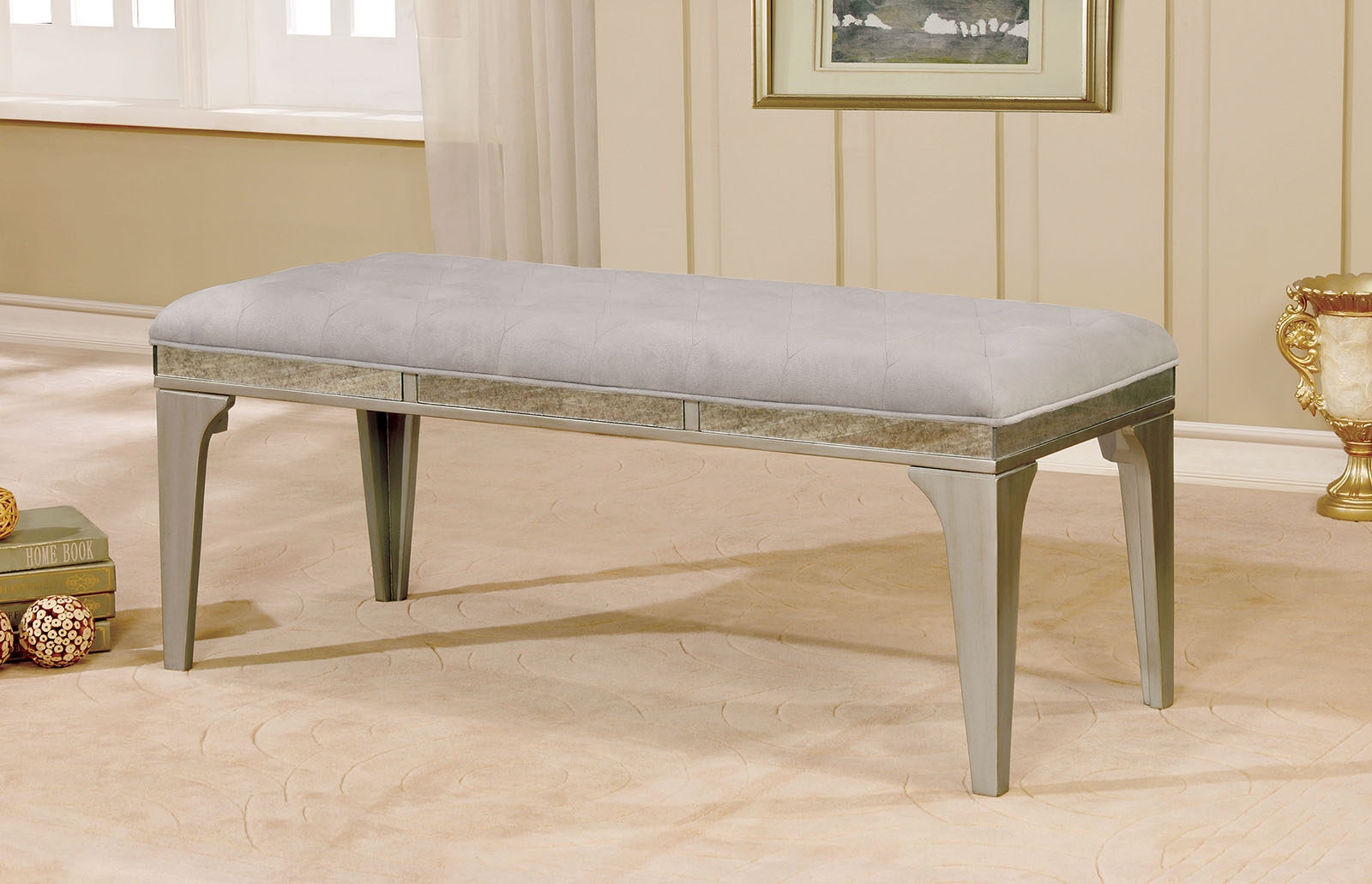 Diocles Flanelette/Wood Dining Bench