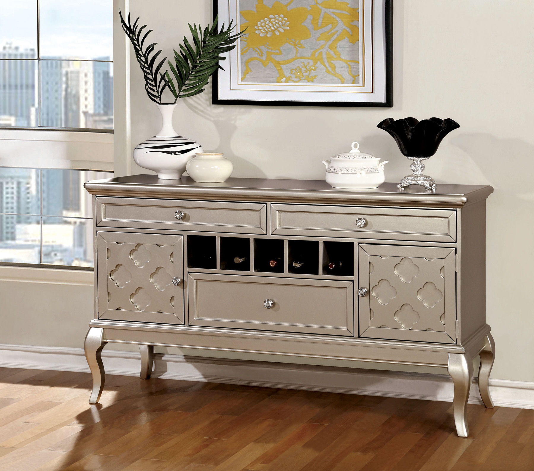 Amina Wood/Glass Extendable Dining Set