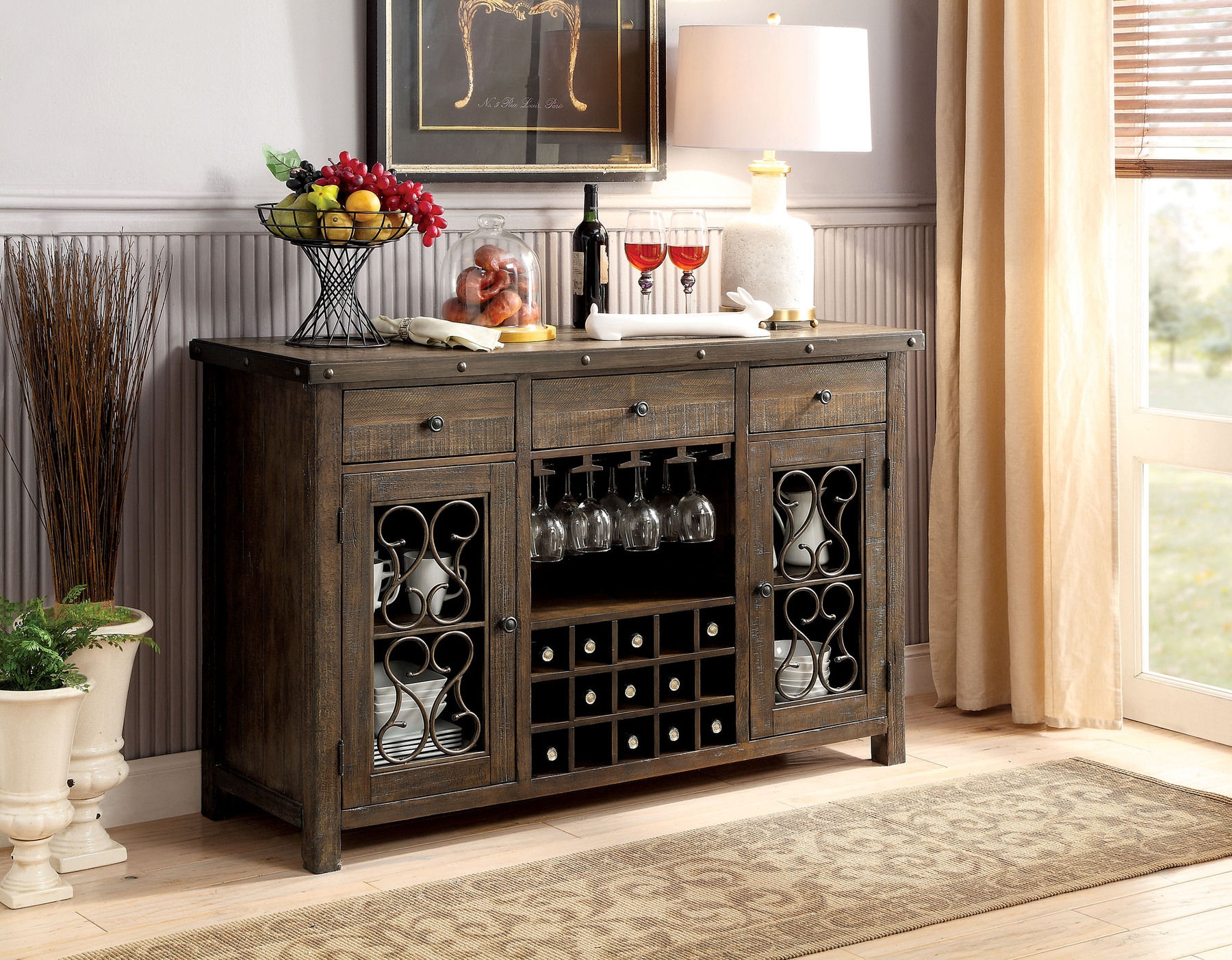 Paulina Wood/Metal Rectangular Dining Set
