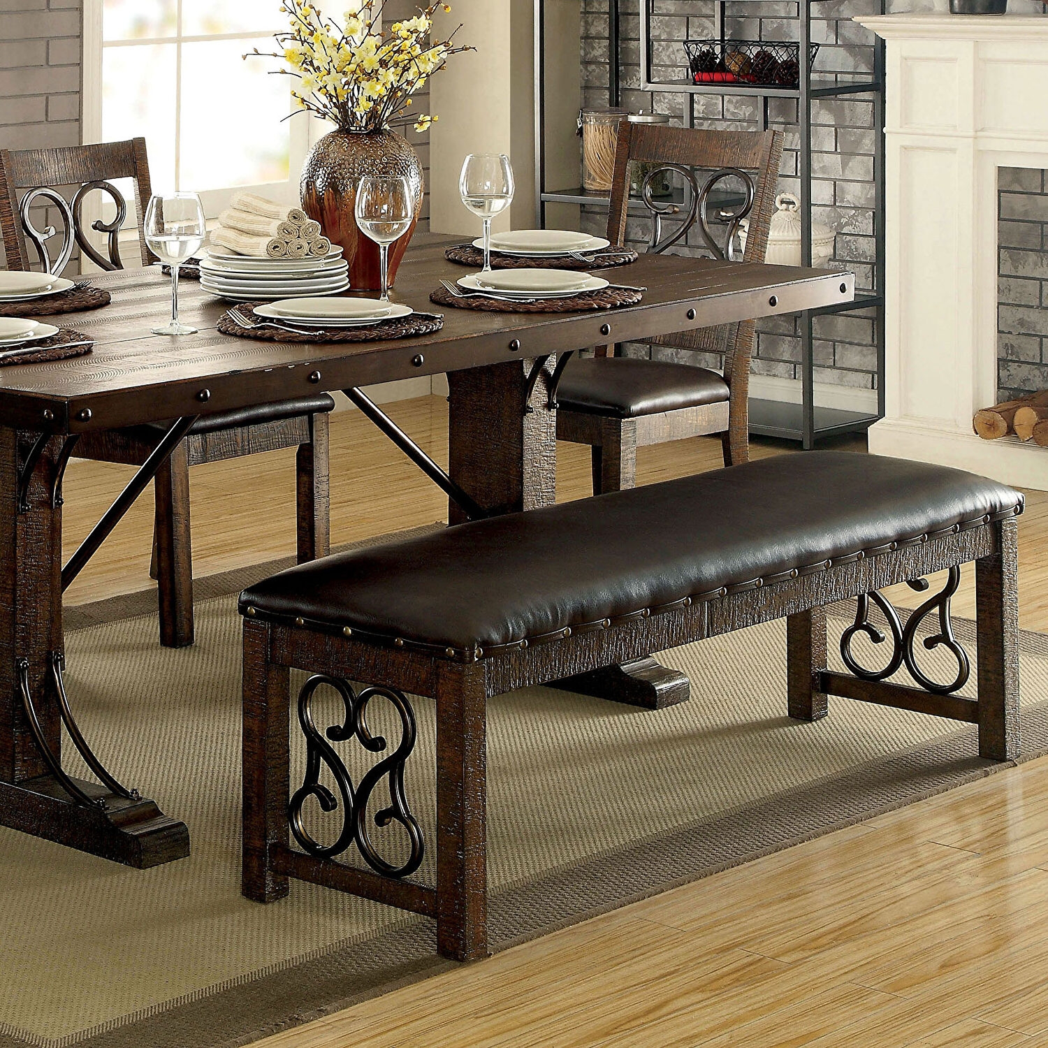 Paulina Wood/Metal Rectangular Dining Set