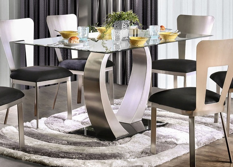 Nova Glass/Metal Rectangular Dining Set