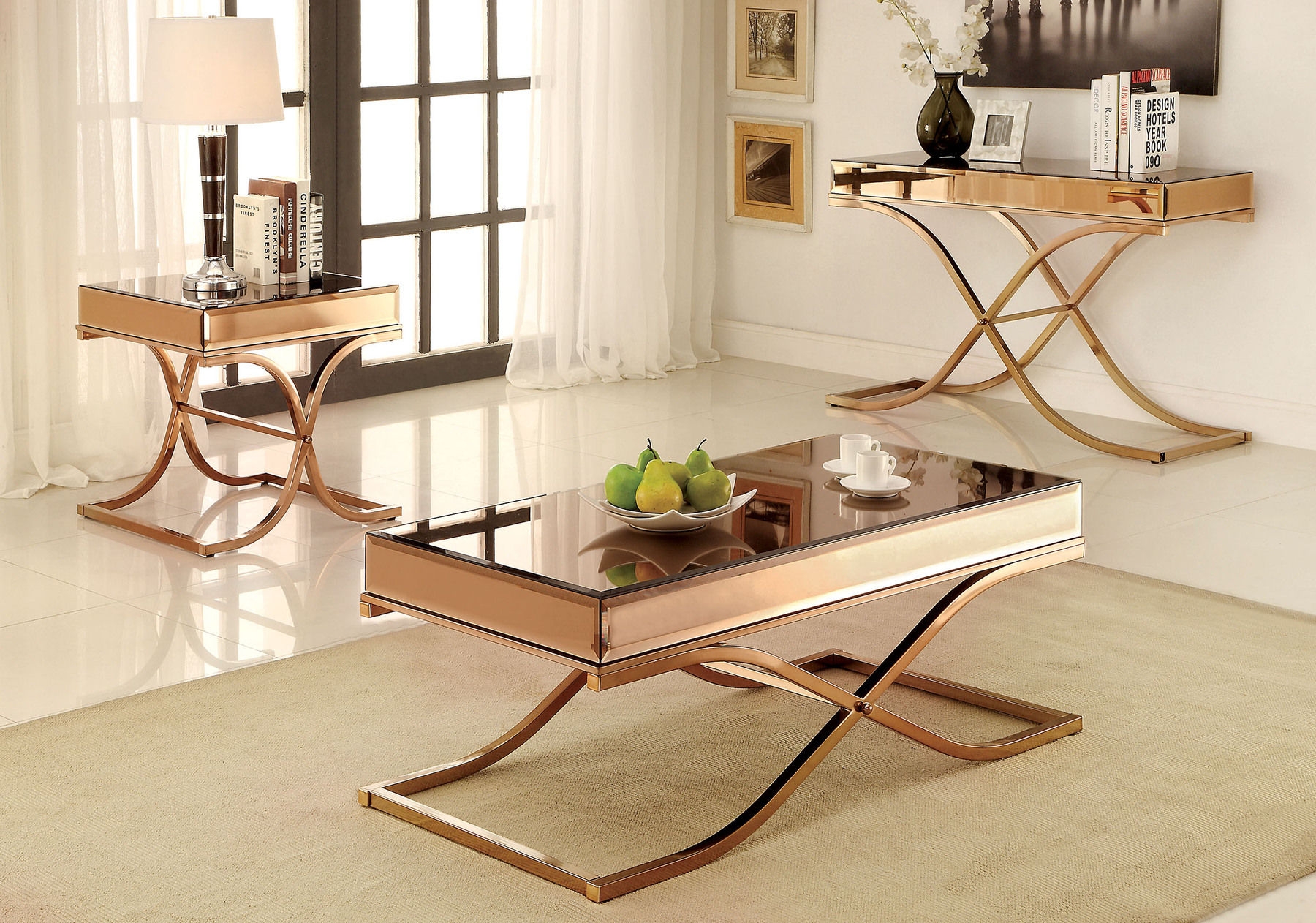 Sundance Mirror/Metal Coffee Table Set