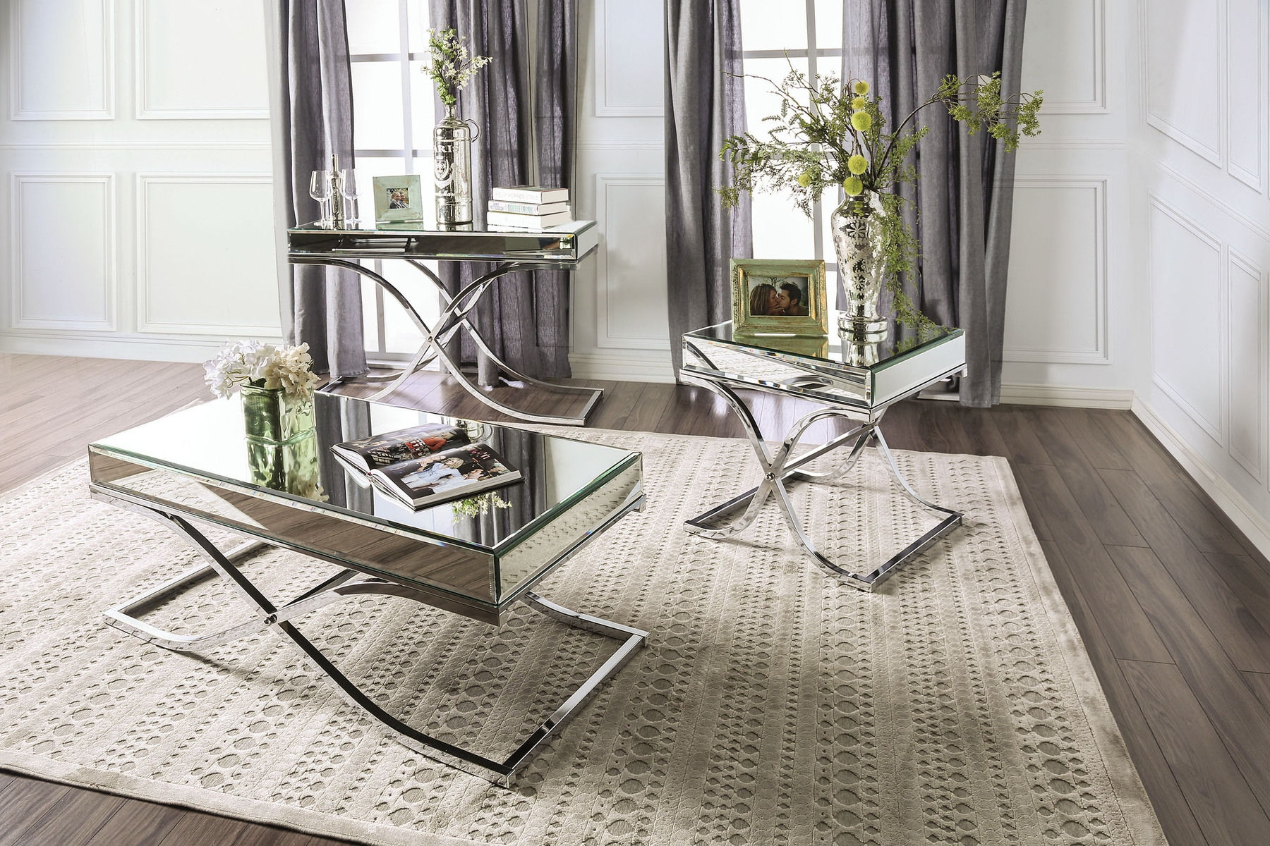 Sundance Mirror/Metal Coffee Table Set
