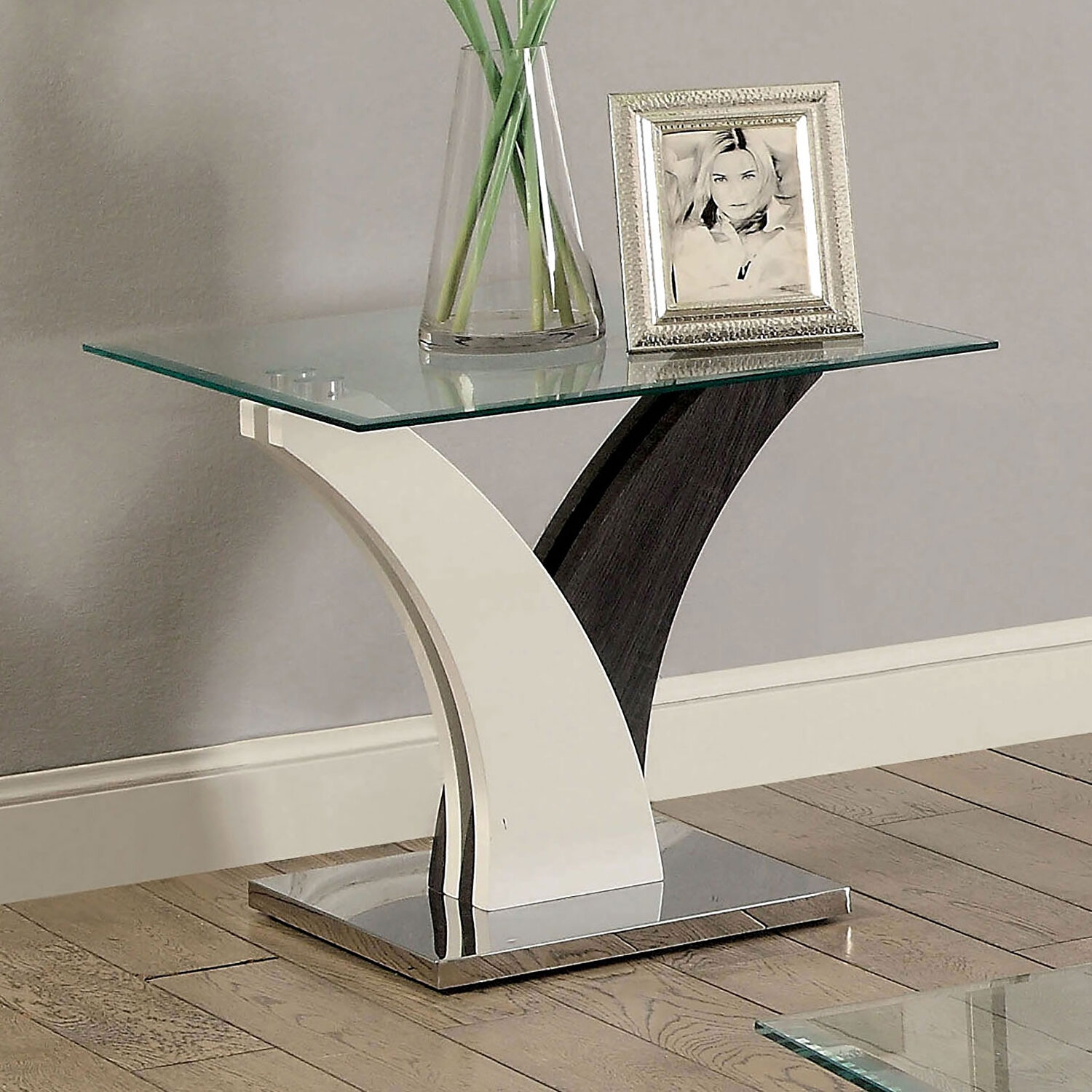Sloane Glass/Steel End Table
