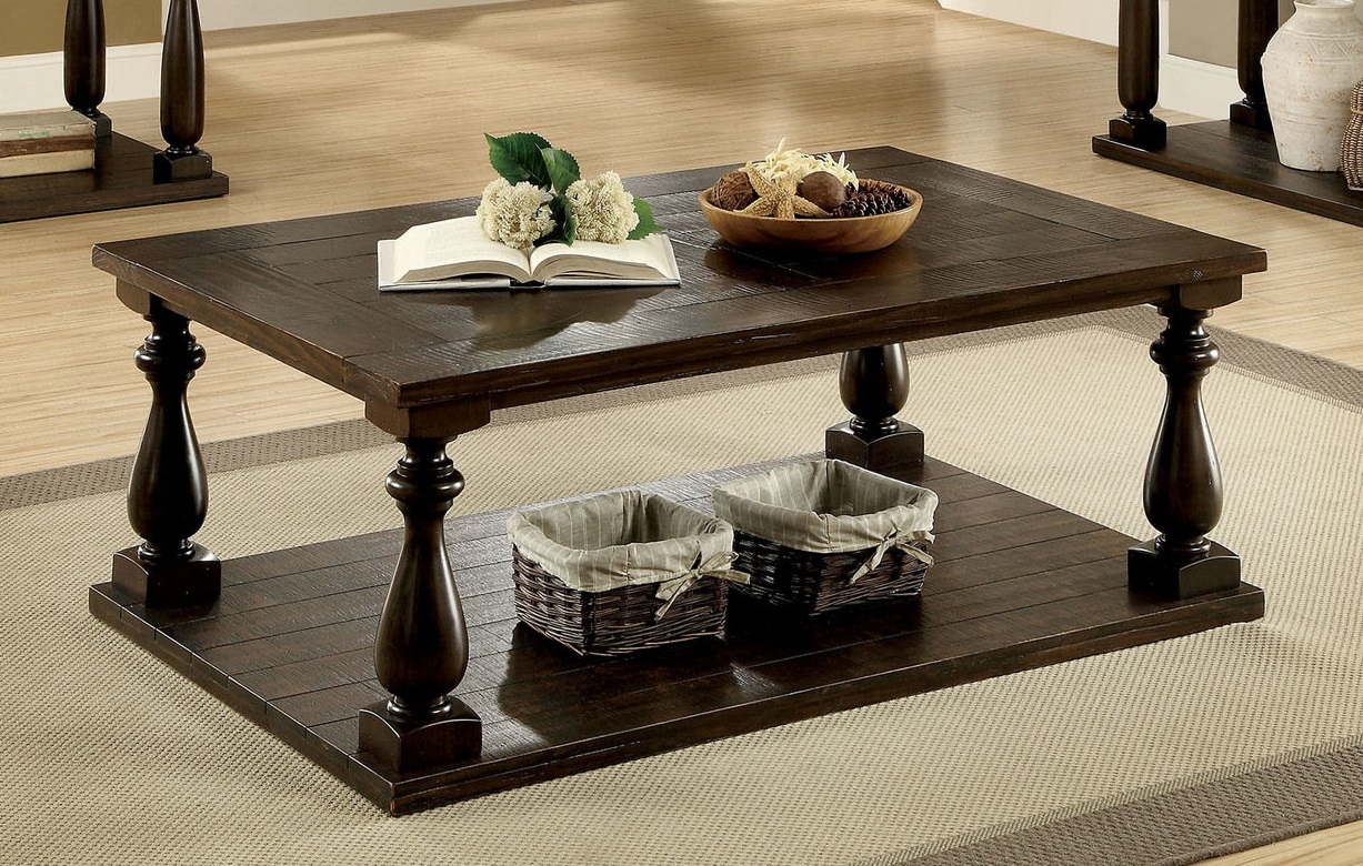 Luan Wood Storage Coffee Table Set