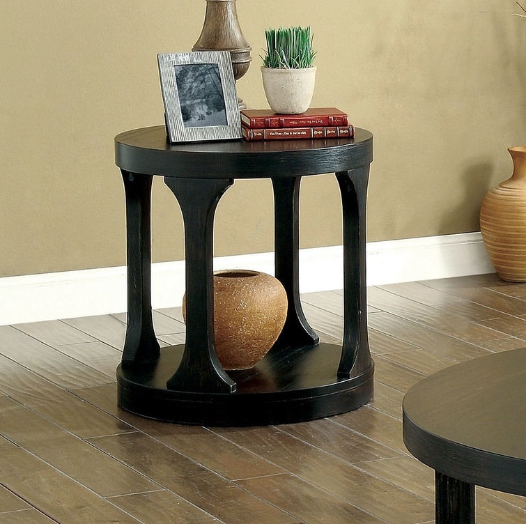 Carrie Wood Round Storage End Table