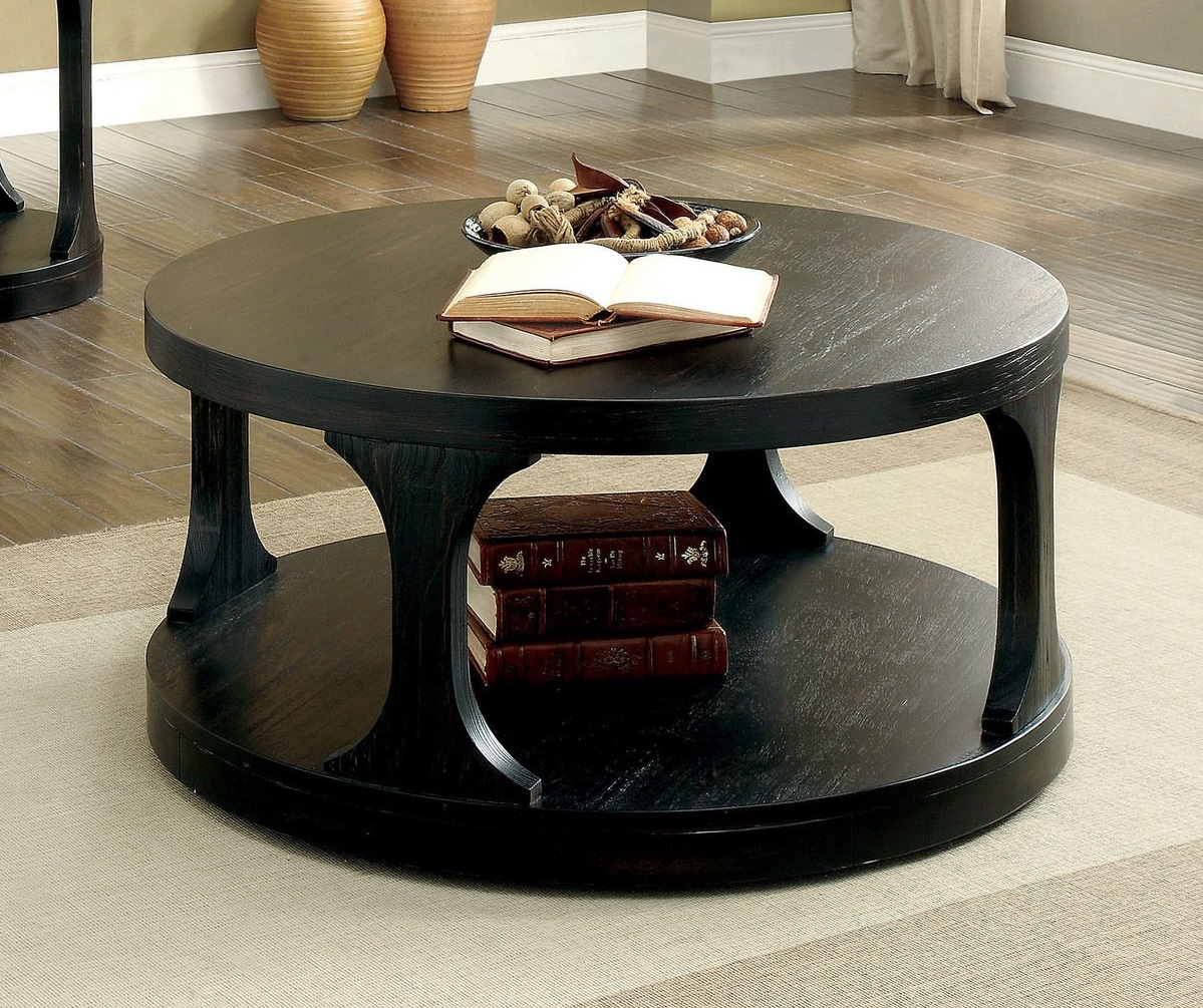 Carrie Wood Round Storage Coffee Table Set