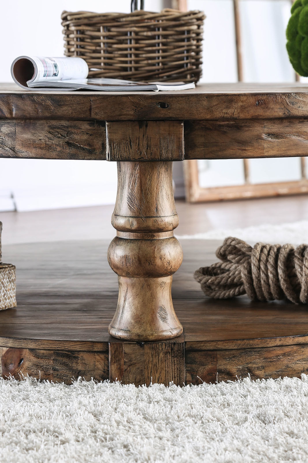 Mika Wood Round Storage Coffee Table