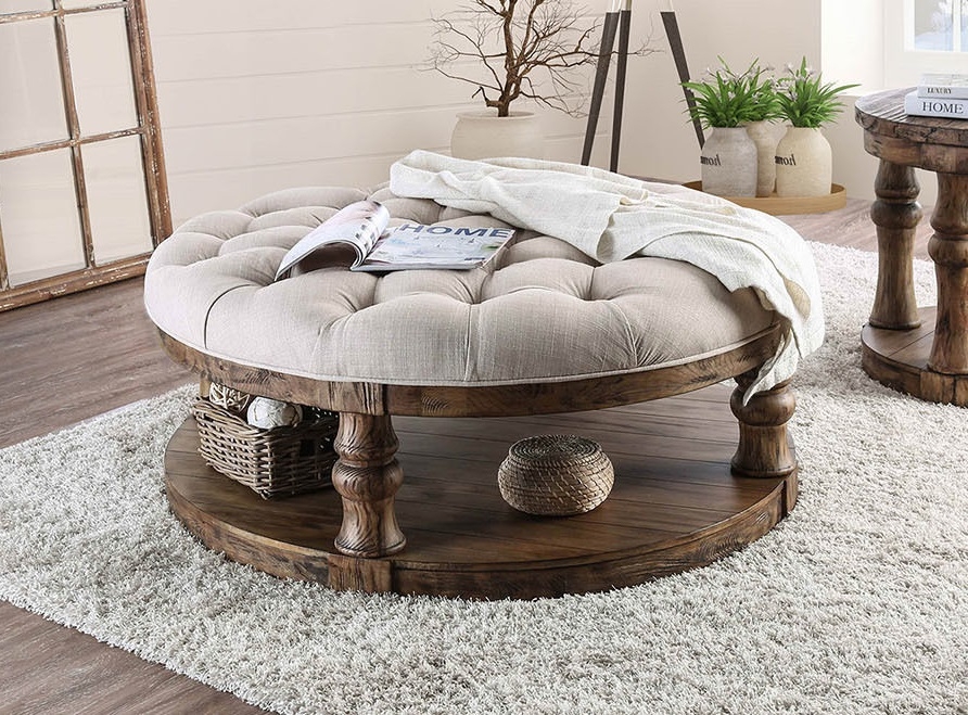 Mika Wood Round Storage Coffee Table Set