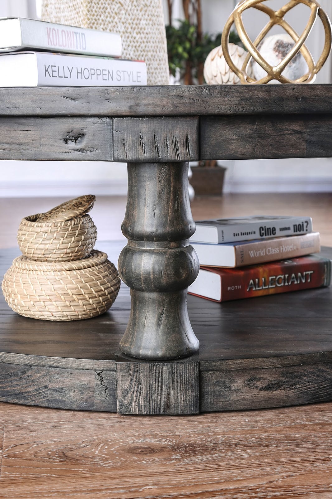 Mika Wood Round Storage Coffee Table