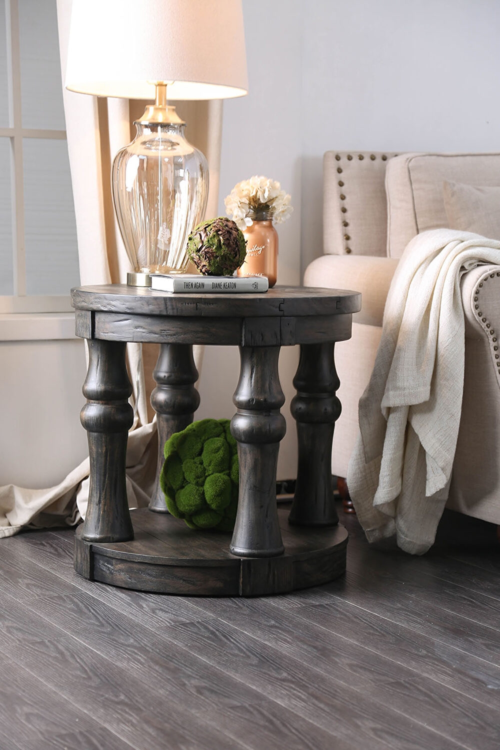 Mika Wood Round Storage End Table