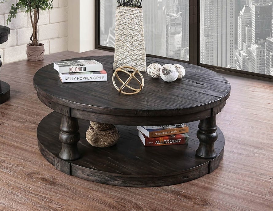 Mika Wood Round Storage Coffee Table