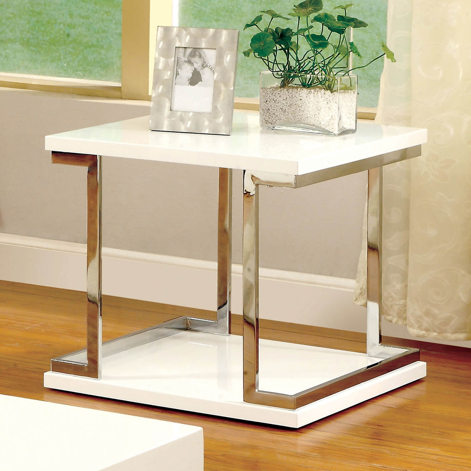 Meda Lacquer/Chrome Storage Coffee Table Set