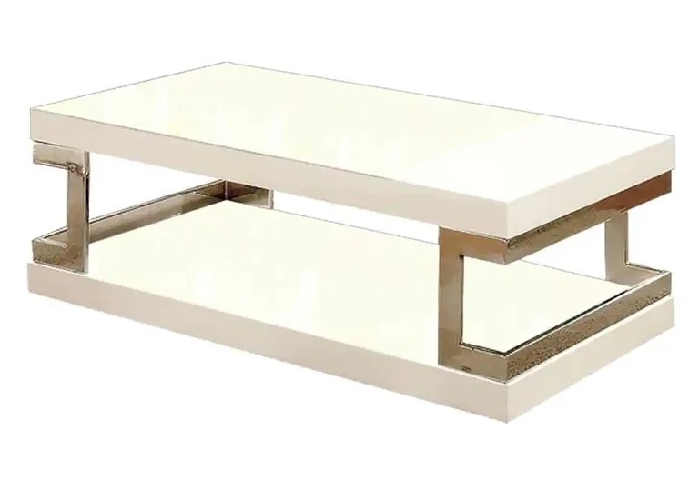 Meda Lacquer/Chrome Storage Coffee Table Set