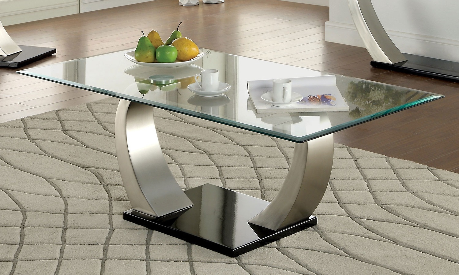 Roxo Glass/Steel Coffee Table Set
