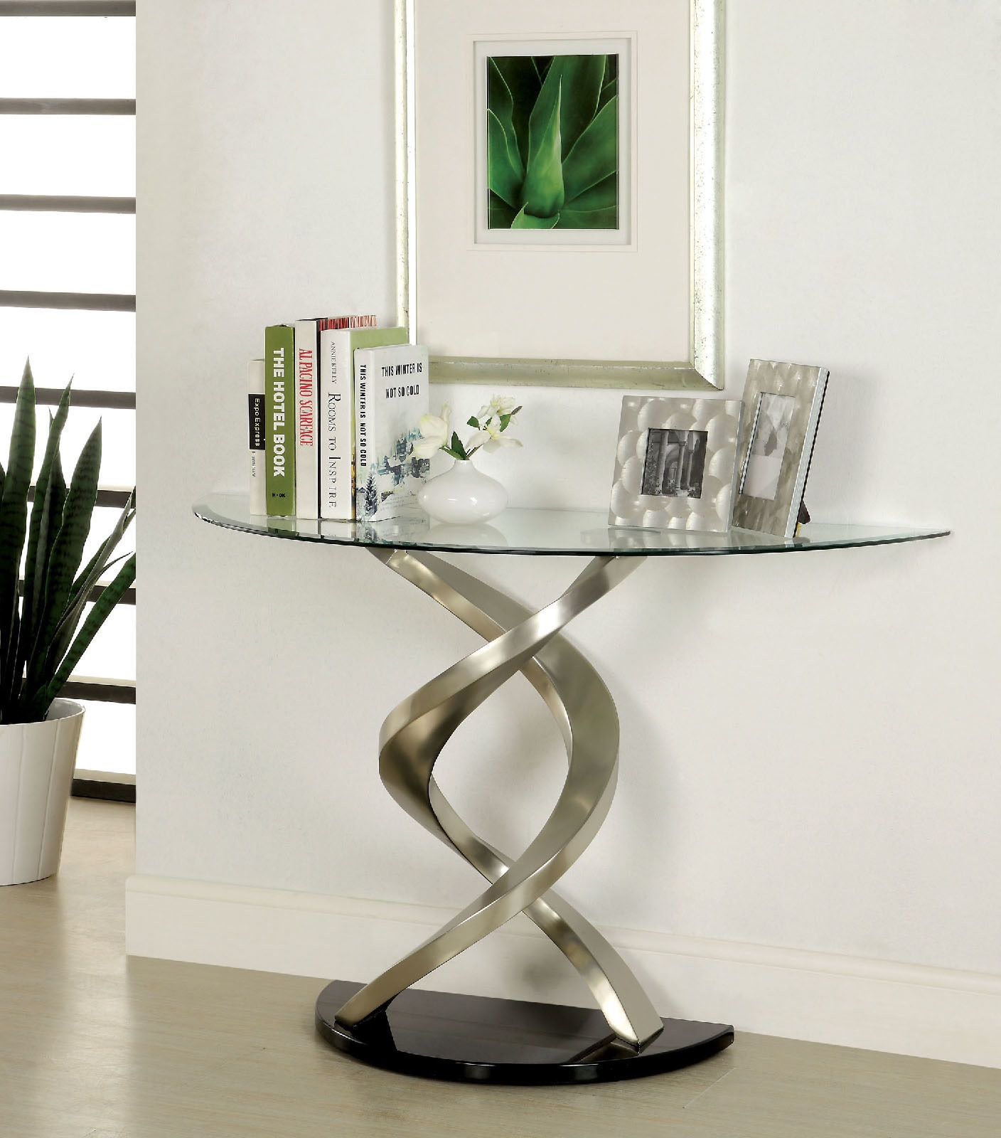 Nova Glass/Steel Round Coffee Table Set