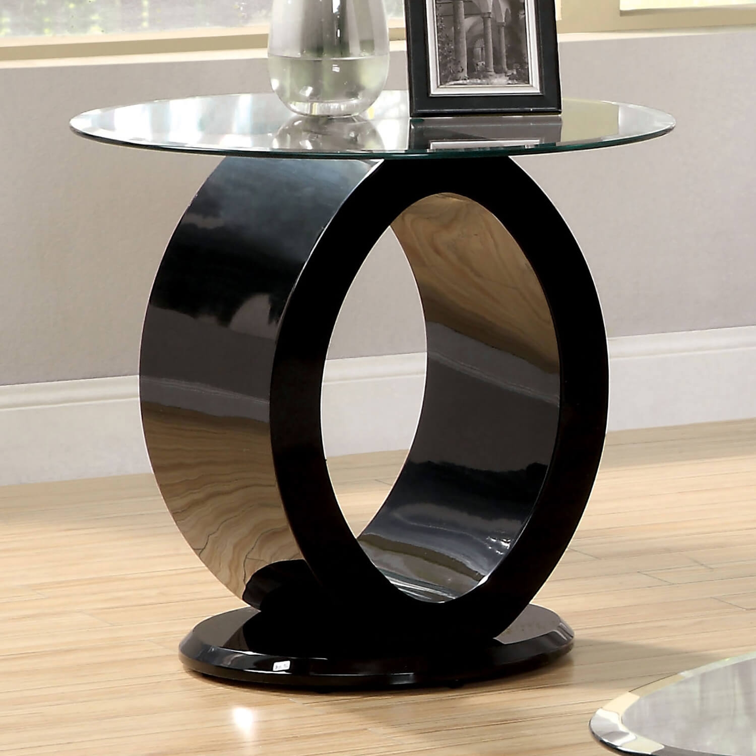 Lodia Glass/Lacquer Oval Coffee Table Set