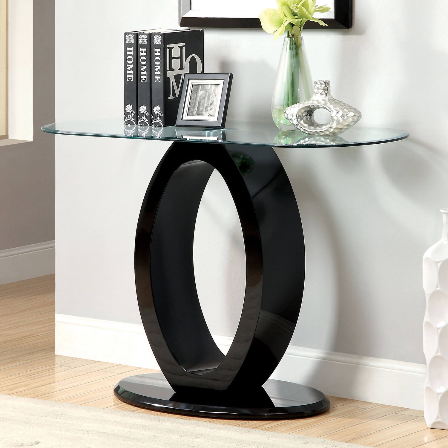 Lodia Glass/Lacquer Oval Coffee Table Set
