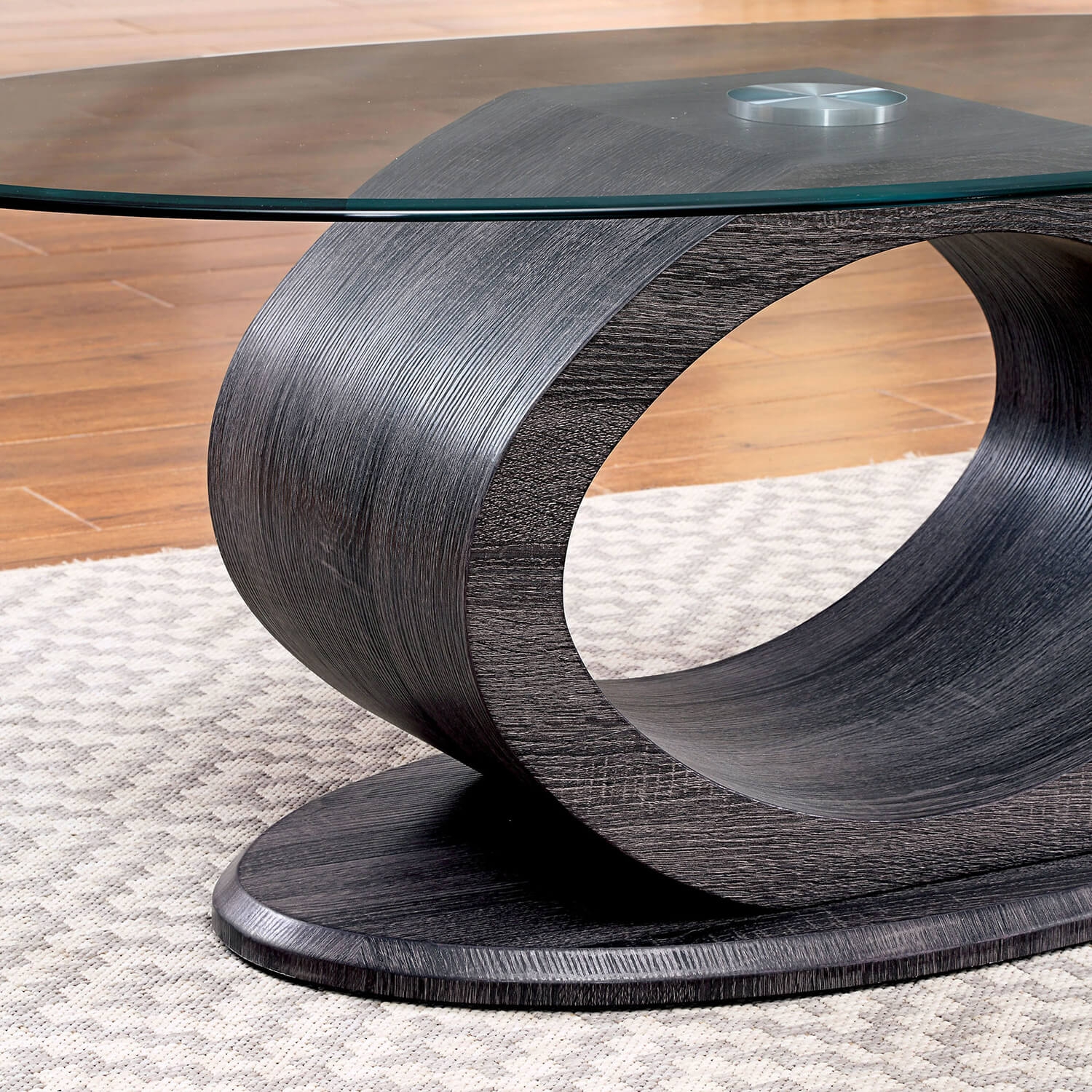 Lodia Glass/Lacquer Oval Coffee Table Set