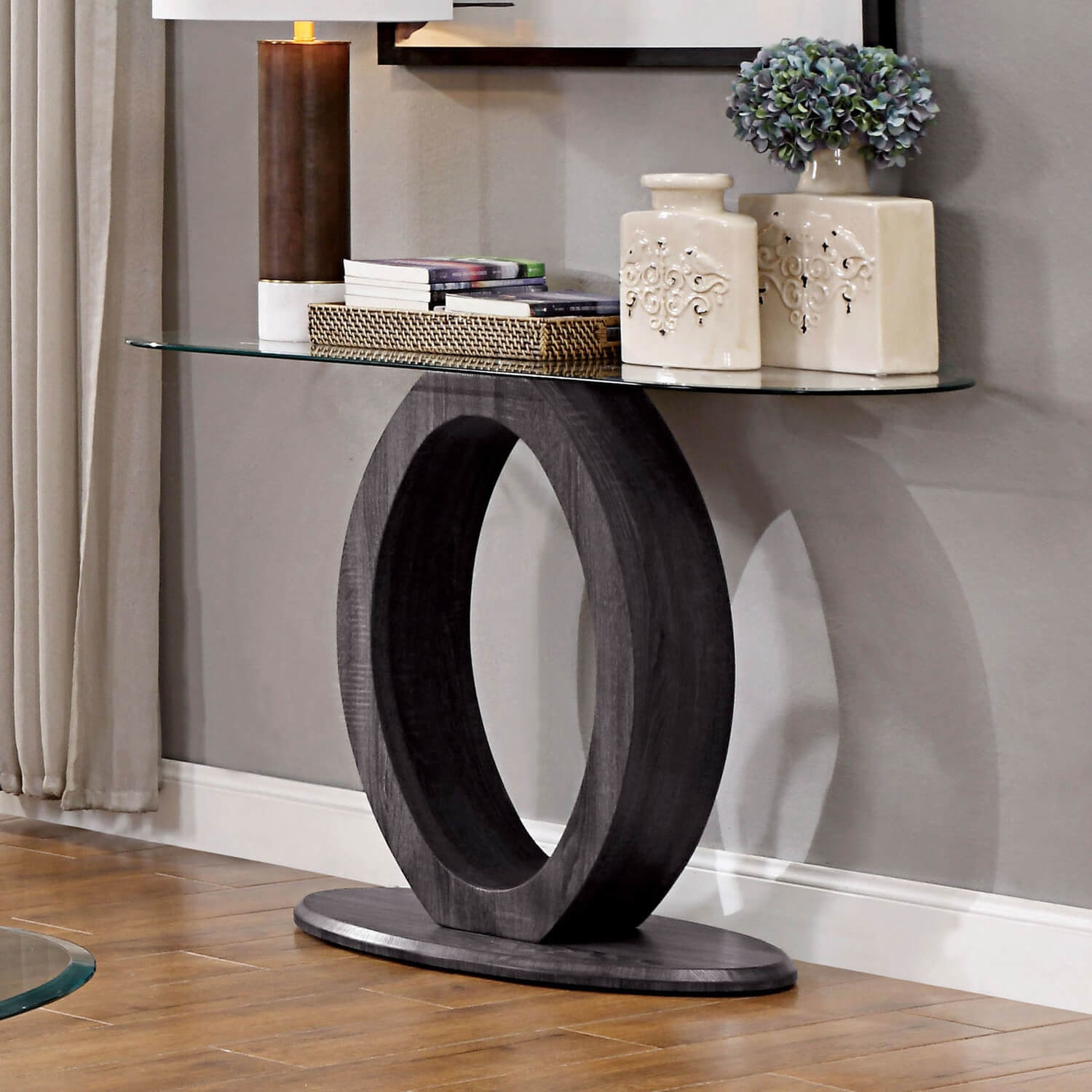 Lodia Glass/Lacquer Oval Coffee Table Set