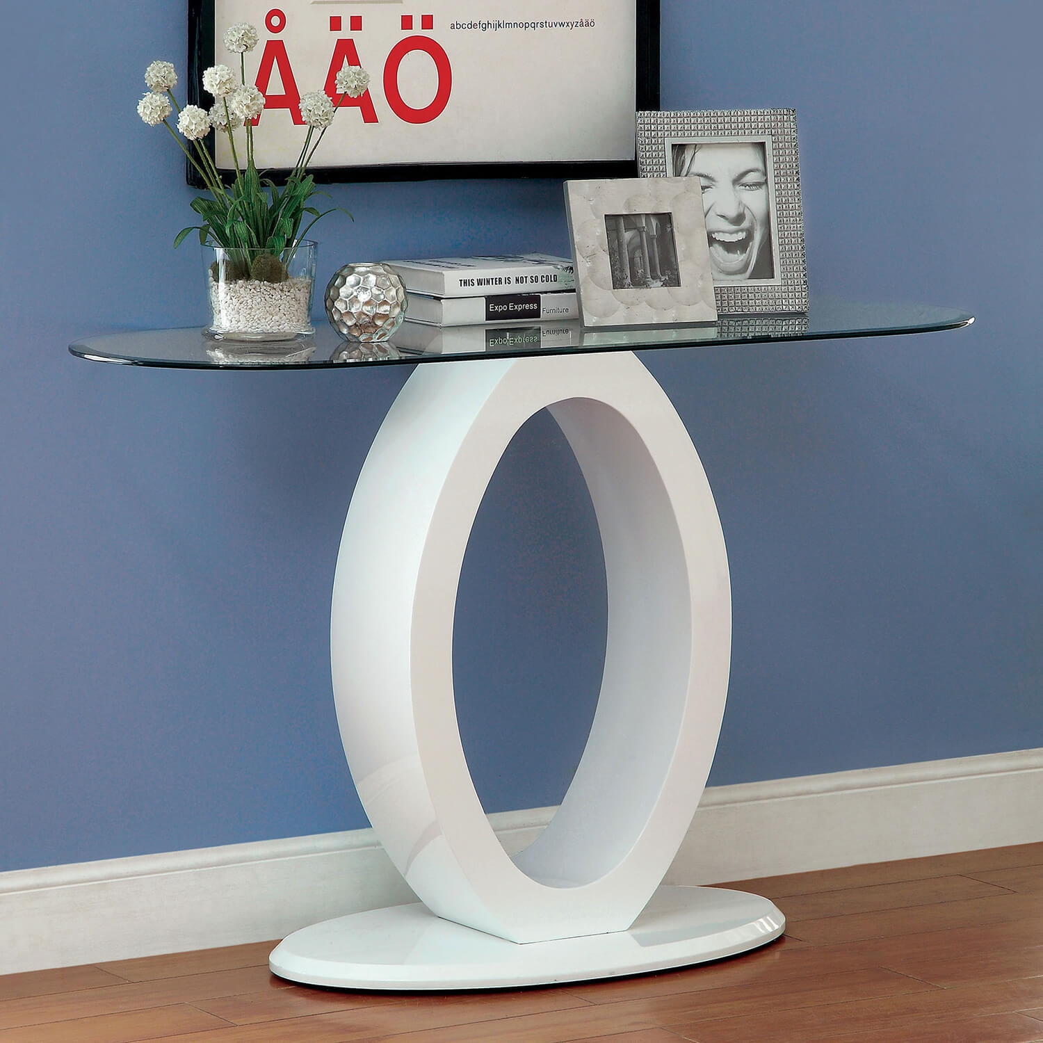 Lodia Glass/Lacquer Sofa Table