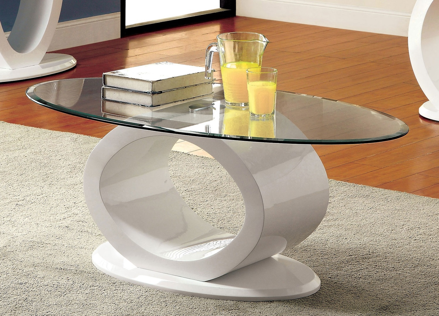 Lodia Glass/Lacquer Oval Coffee Table Set