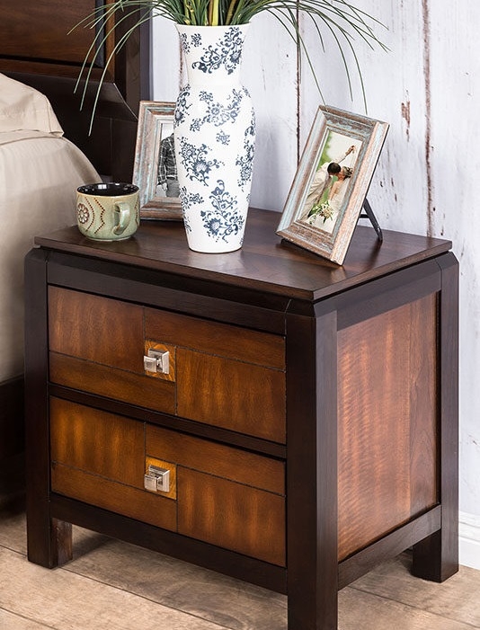 Patra Wood Nightstand w/2 Drawers