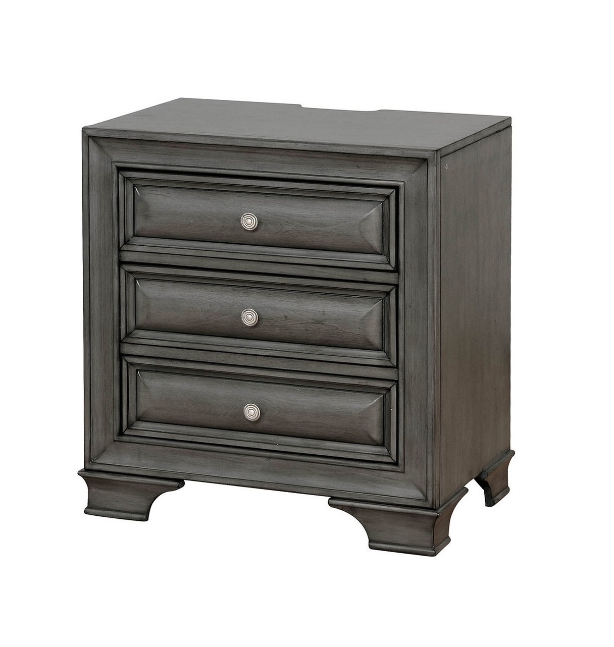 Brandt Wood Nightstand w/3 Drawers & USB & Light