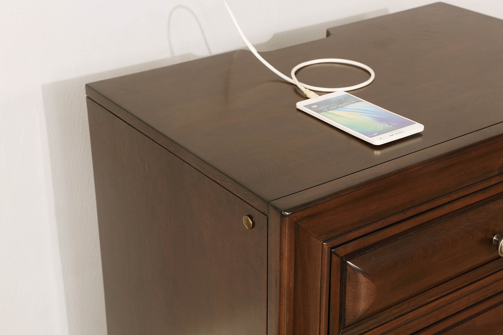 Brandt Wood Nightstand w/3 Drawers & USB & Light