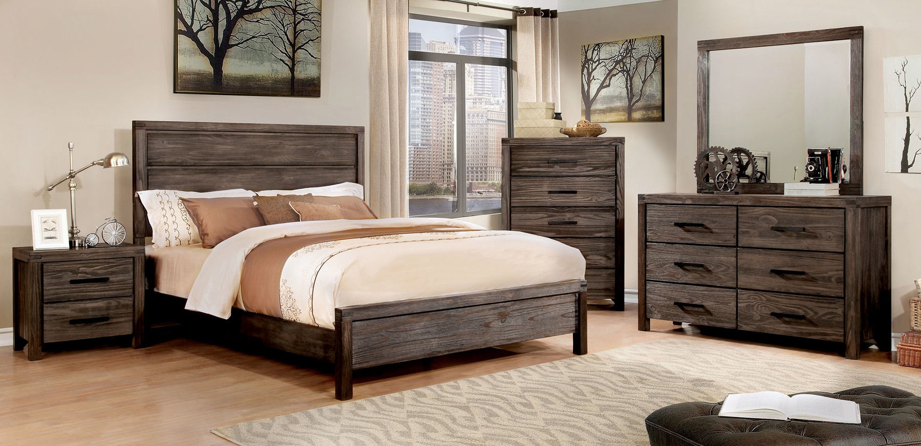 Rexburg Wood Panel Bedroom Set