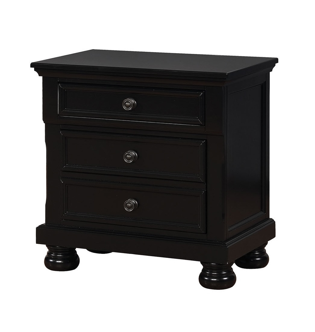 Castor Wood Nightstand w/3 Drawers