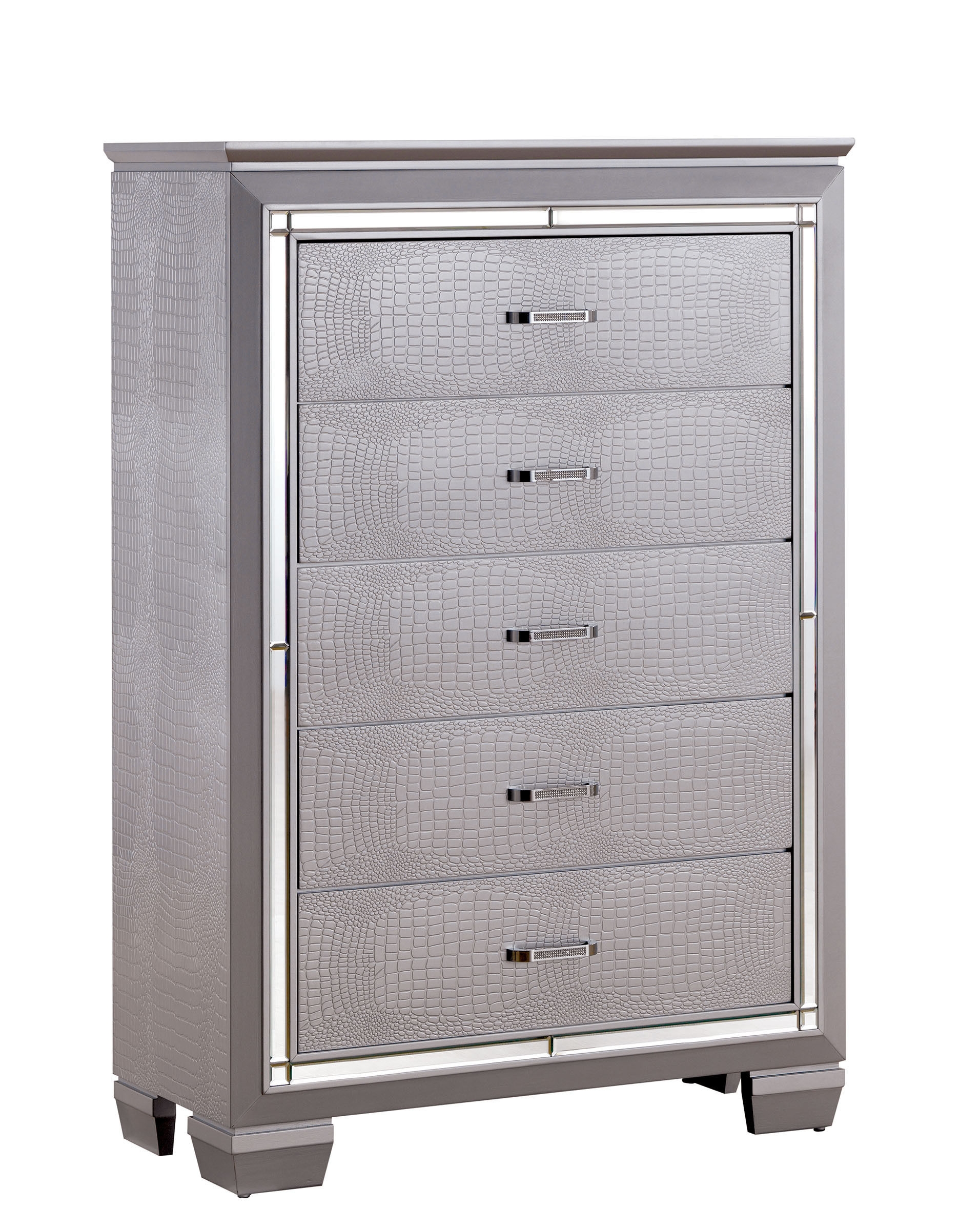 Bellanova Mirror/Leatherette/Wood Chest w/5 Drawers