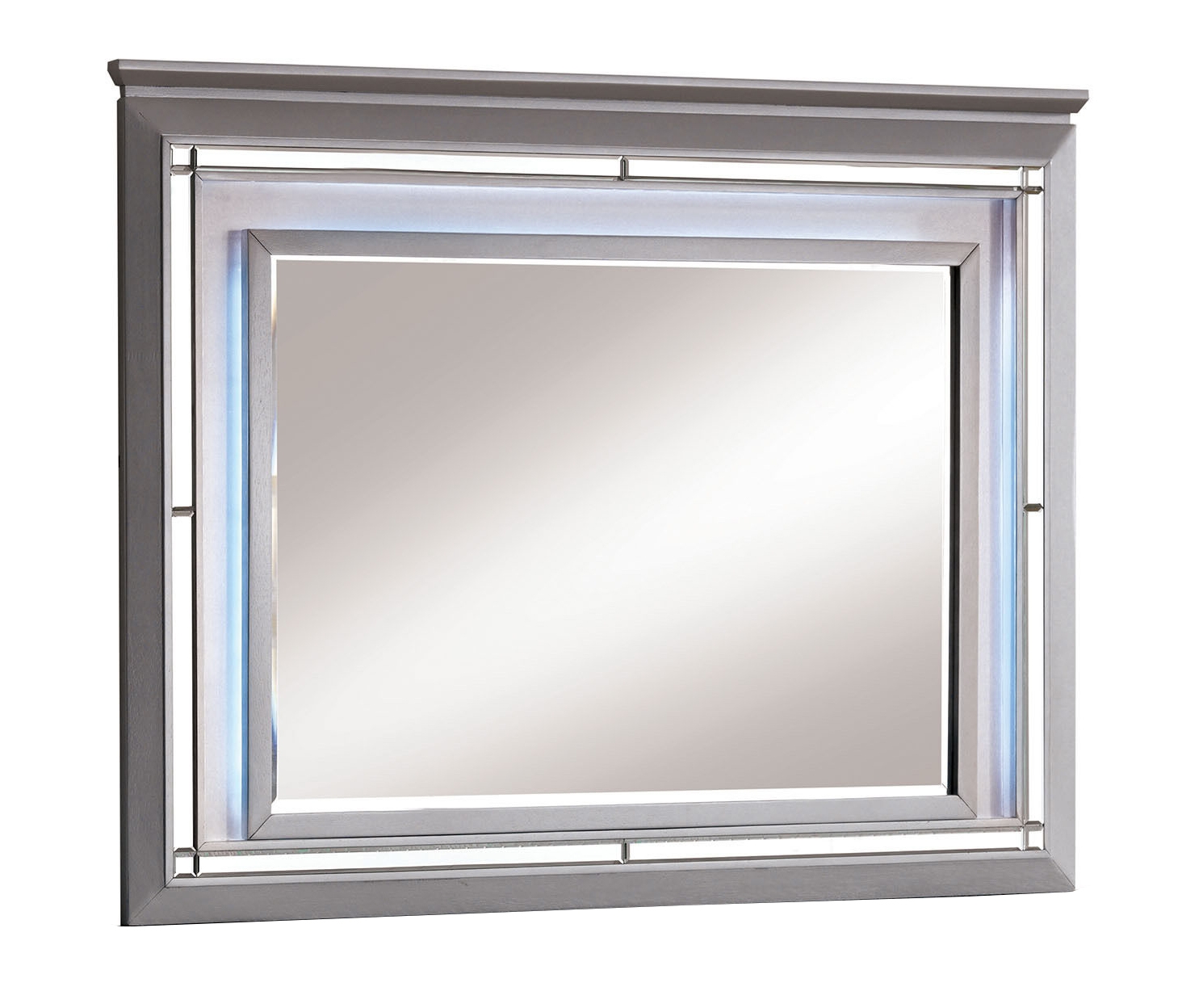Bellanova Leatherette/Wood Rectangular Mirror w/LED Light