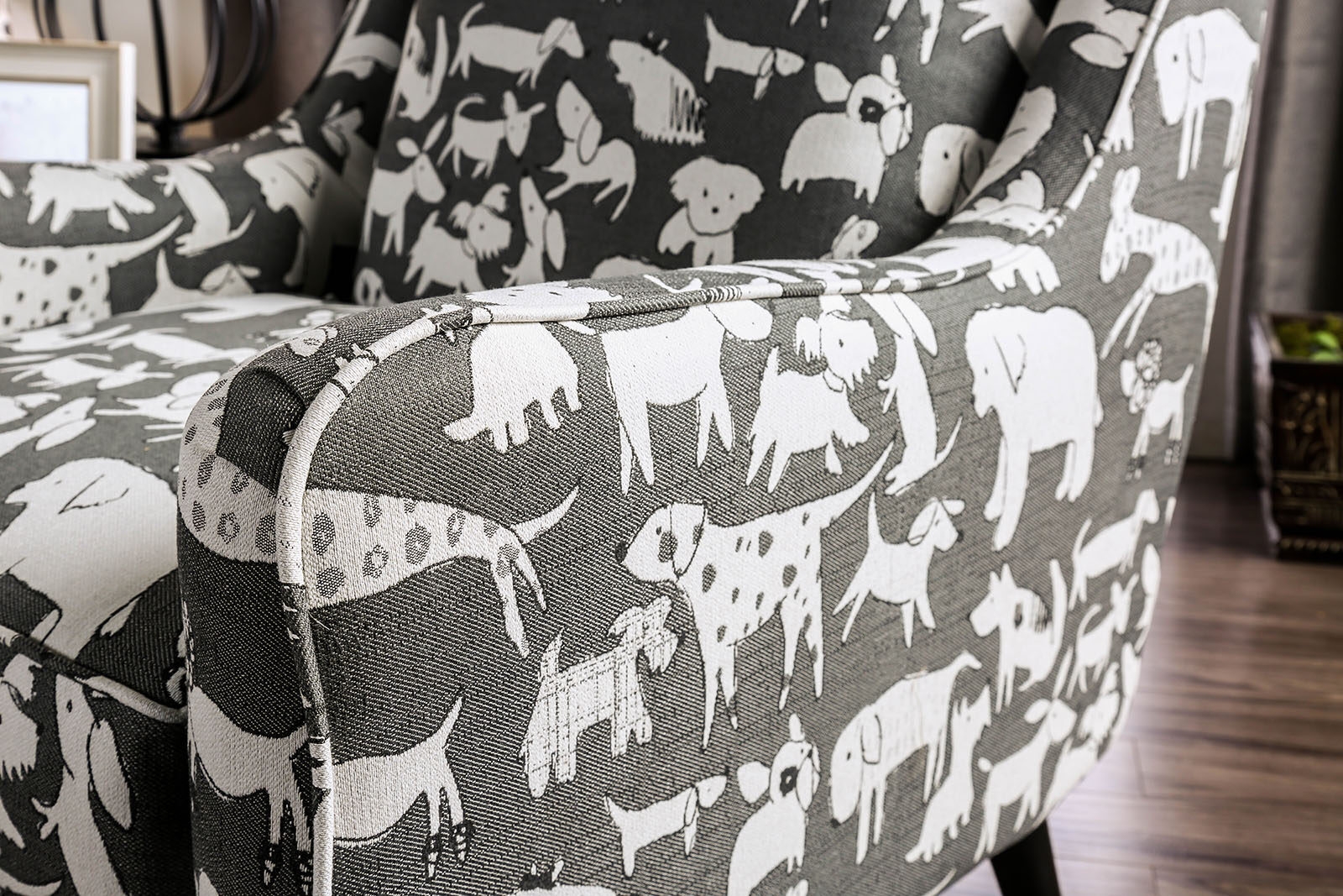 Patricia Fabric/Wood Accent Animal Pattern Arm Chair