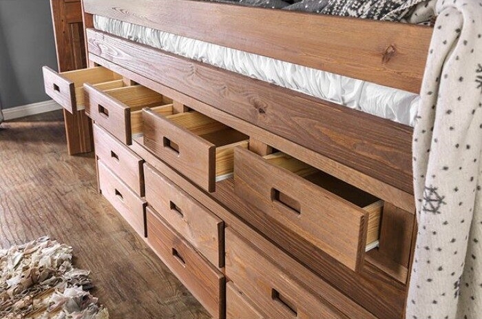 Cleo Wood Storage Captain Bed w/Drawers, Twin Size