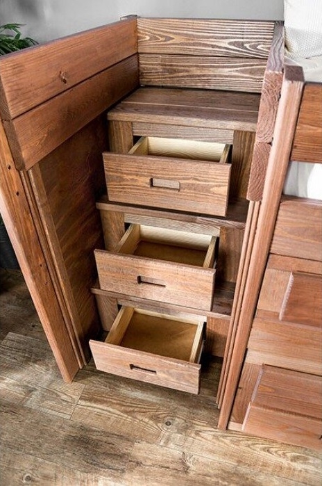 Cleo Wood Storage Captain Bed w/Drawers, Twin Size