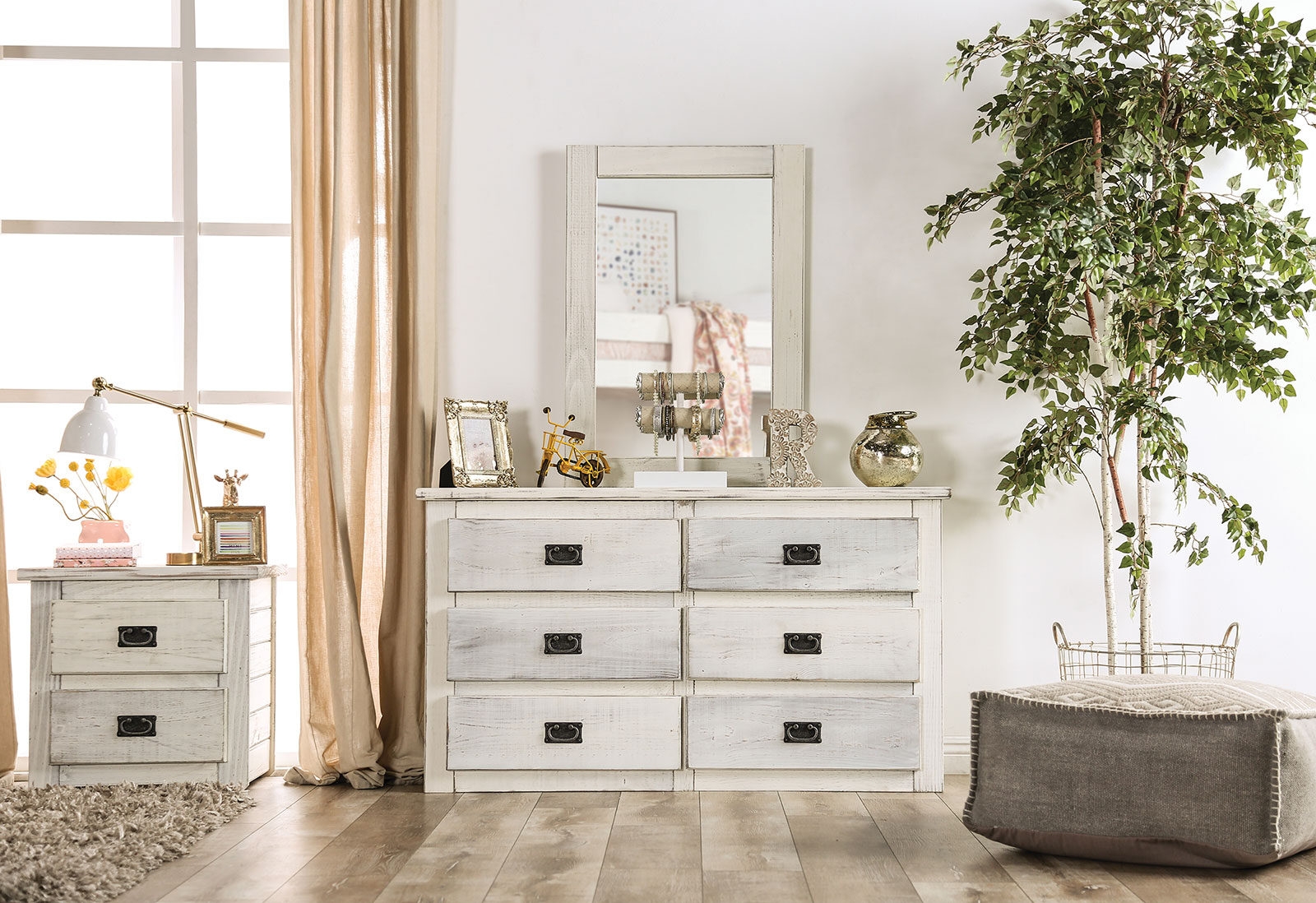 Rockwall Wood Double Dresser w/6 Drawers
