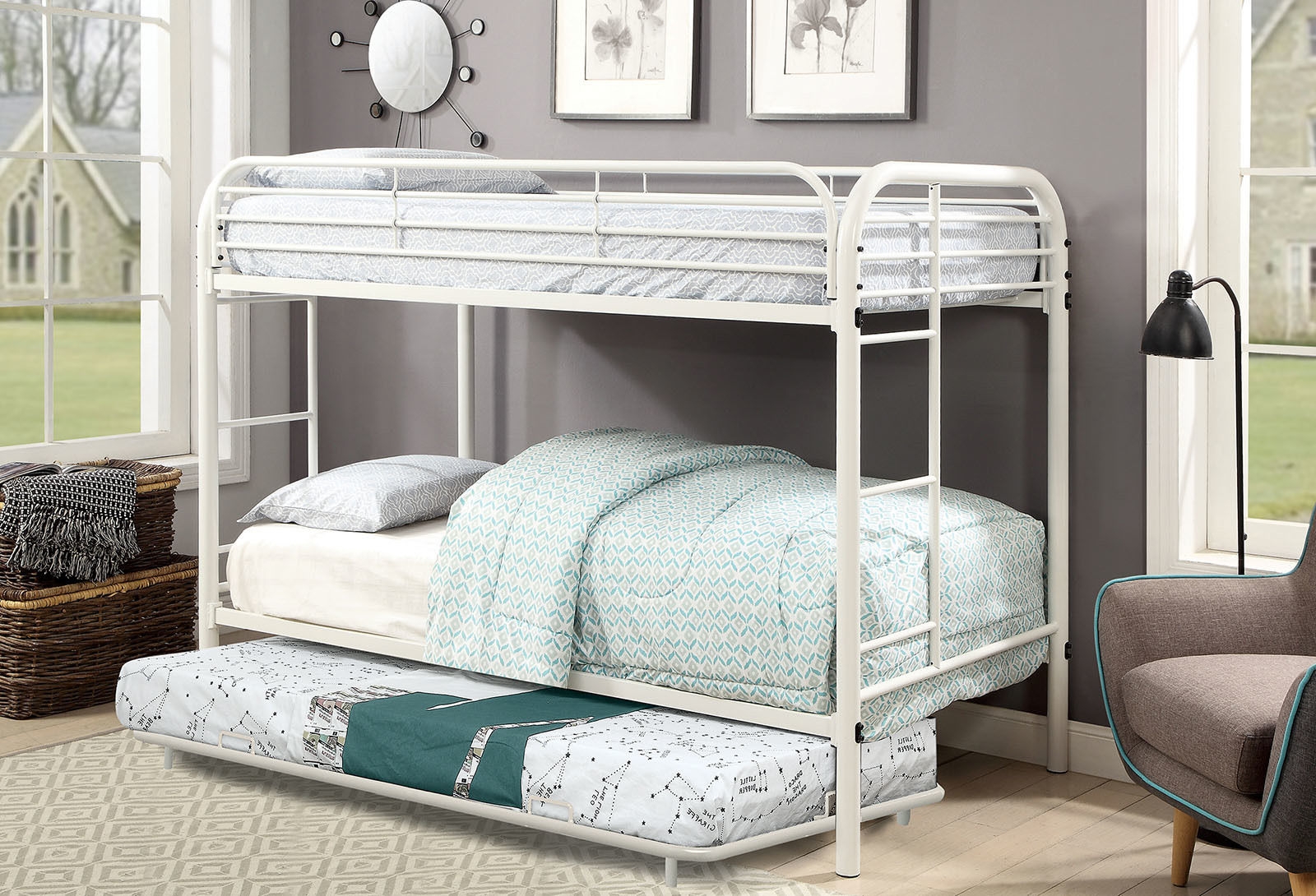 Opal Metal Bunk Bed, Twin Size