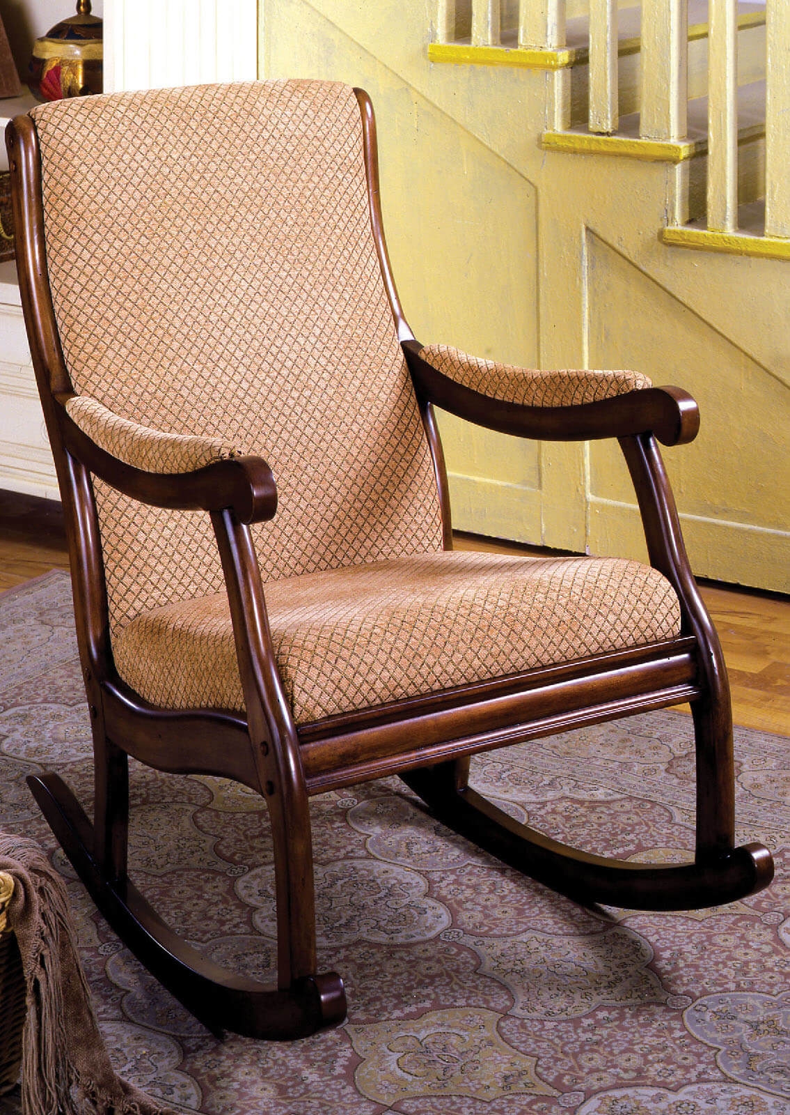 Liverpool Fabric/Wood Accent Rocking Chair