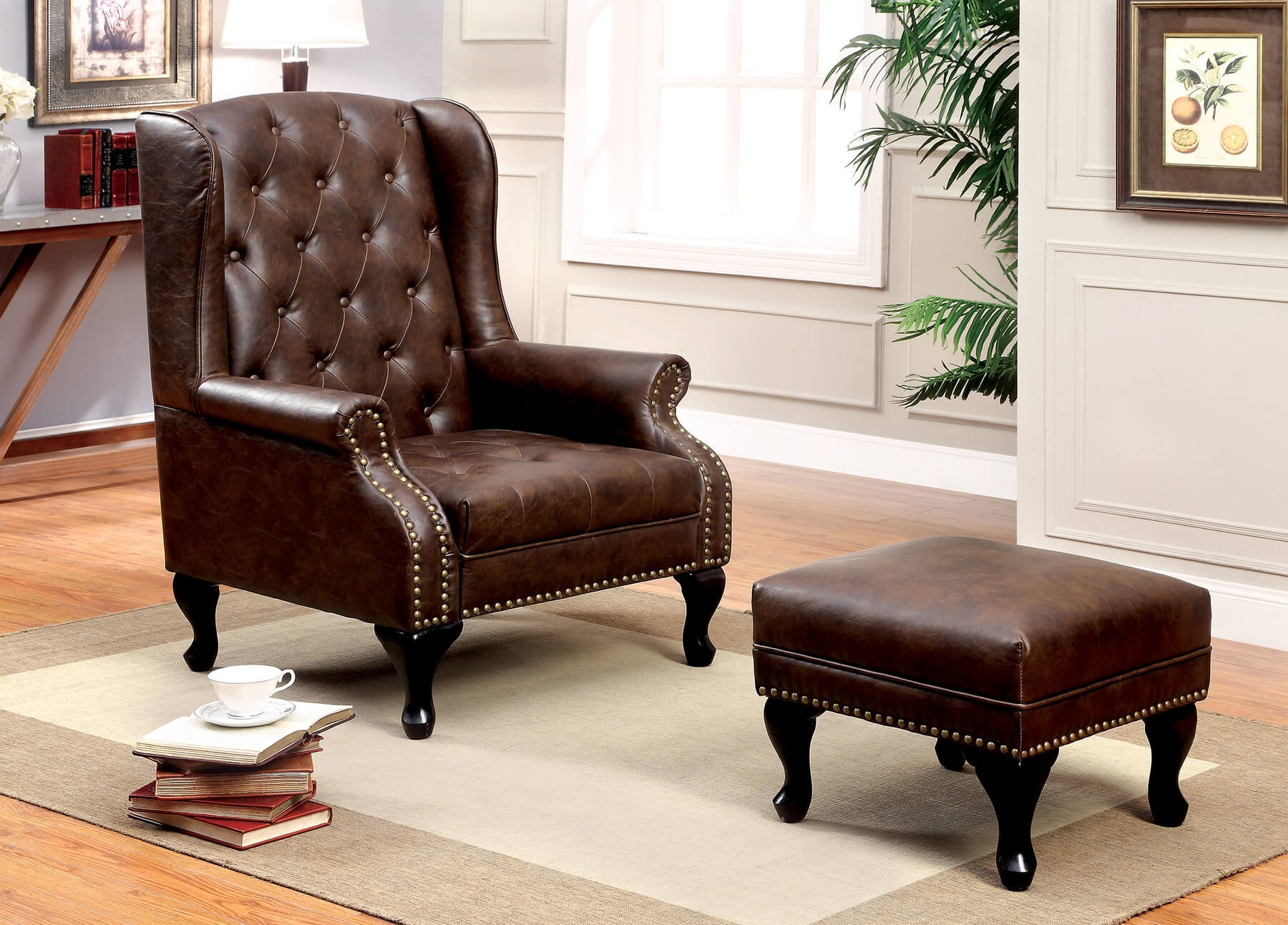 Vaugh Leatherette Tufted Accent Chair