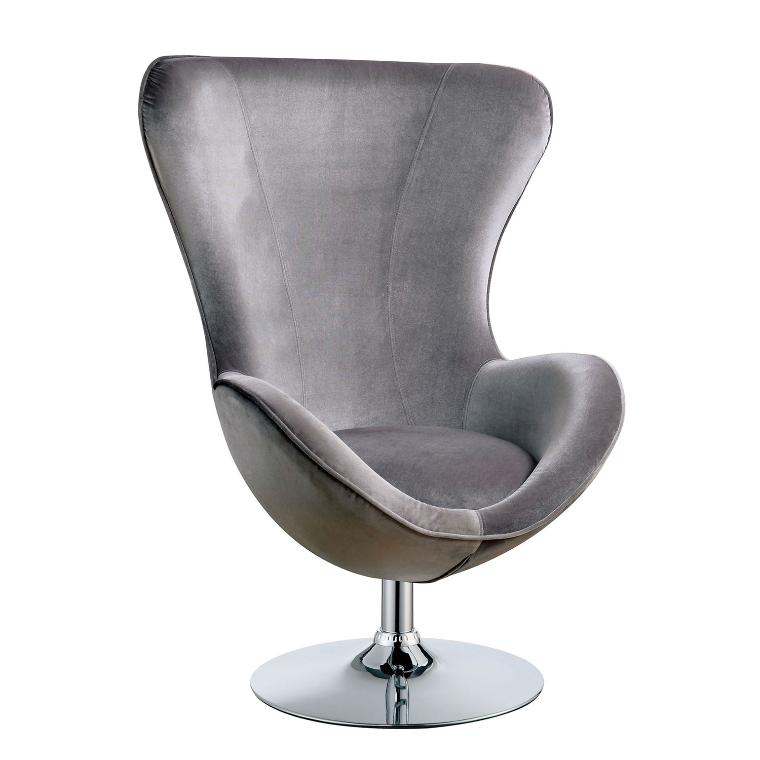 Shelia Cotton Fabric/Chrome Accent Chair w/Ottoman
