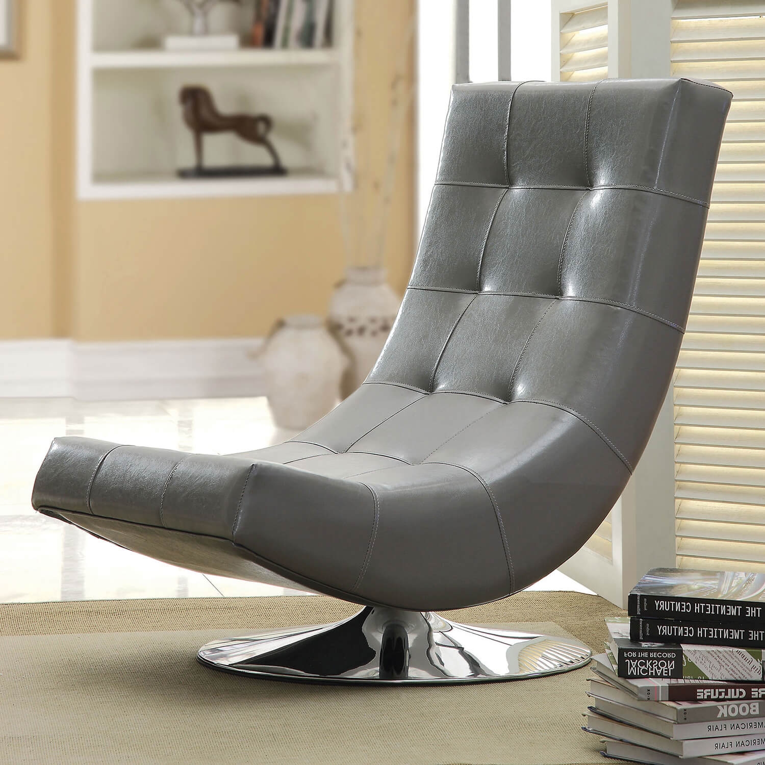 Trinidad Leatherette/Chrome Swivel Accent Chair