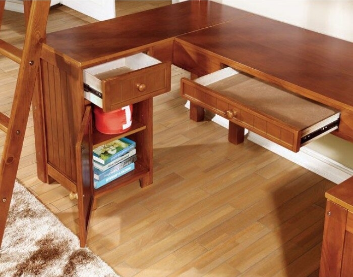 Dutton Wood Storage Bunk Bed w/Workstation, Twin Size