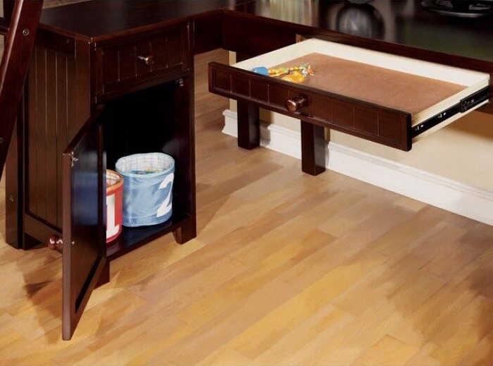 Dutton Wood Storage Bunk Bed w/Workstation, Twin Size